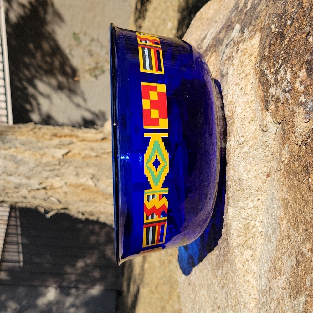 Vintage Avon blue glass bowl